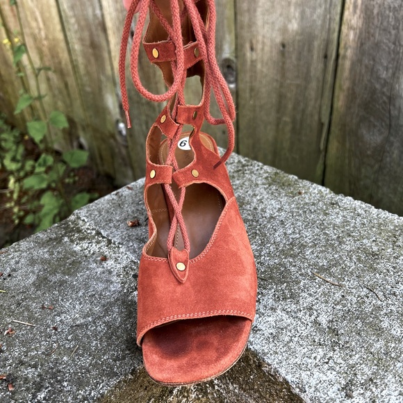 Chloé Foster Cinnamon Suede Gladiator Wedge Sandal 37 - Picture 5 of 13